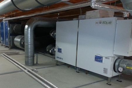 Be- und Entlüftung Essbereich, Ausgabeküche und Sporthalle